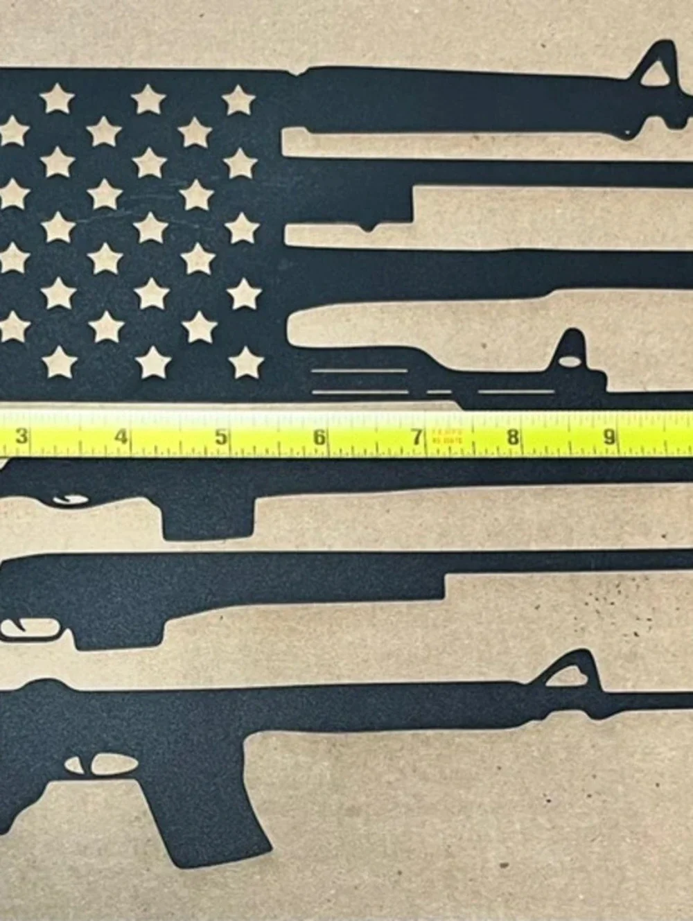 Metal Rifle American Flag - Cool ad to the man cave or she shed